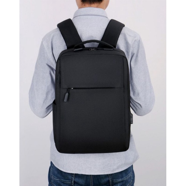 EMOEMO-Tas Ransel Pria Wanita Slot USB laptop 15 inch Backpack Denim untuk kuliah kerja sekolah
