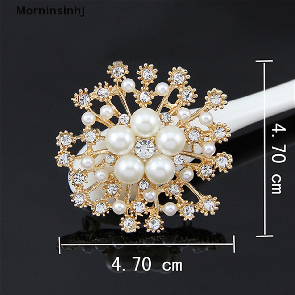 Mornin Hot Pearl Rhinestone Crystal Vintage Flower Brooch Pin Bros Untuk Wanita Hadiah id