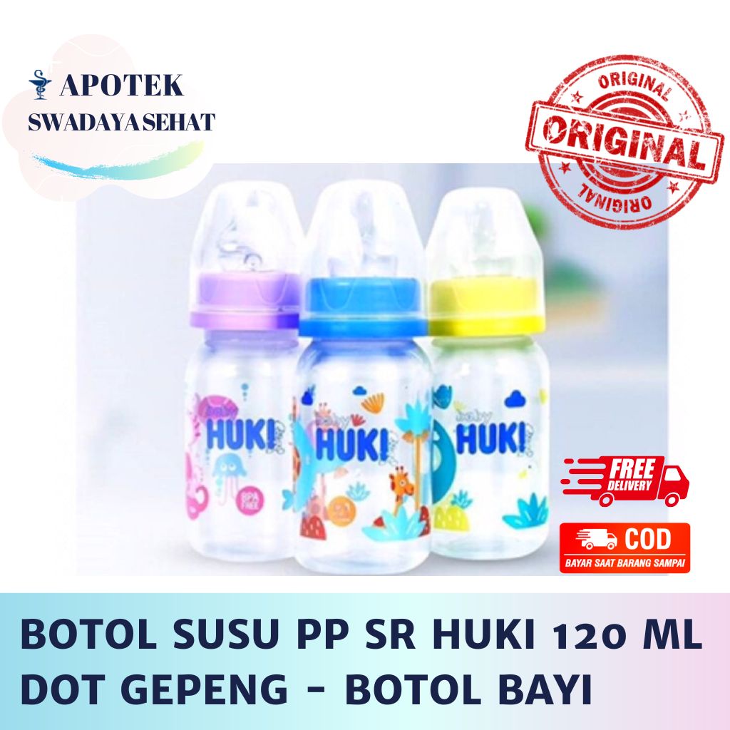 BOTOL SUSU PP SR HUKI 120 ML Dot Gepeng - Botol Minum Bayi Baby