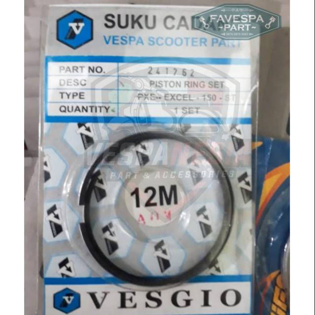 Ring Piston Seher Vespa Semua Ukuran Vesgio