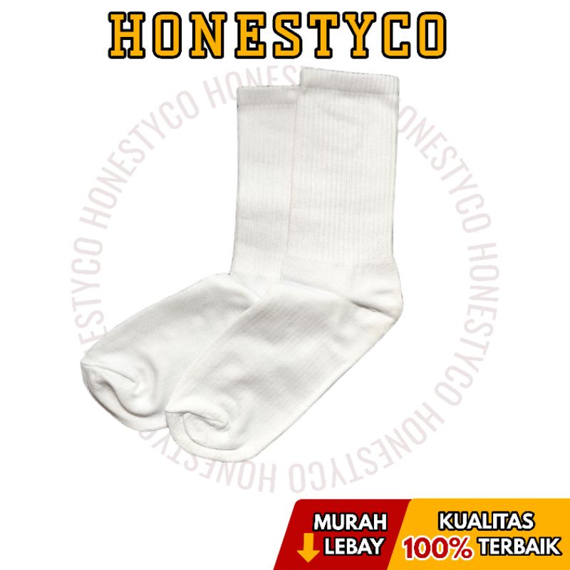 Kaos Kaki Panjang Polos Basic Pria Wanita Hitam Putih HONESTYCO