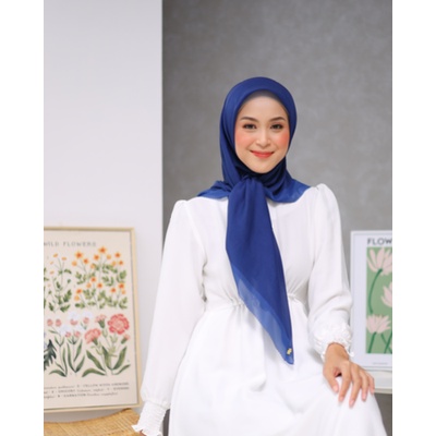 Premium Basic Voal Square - Navy Peony | Adpscarves