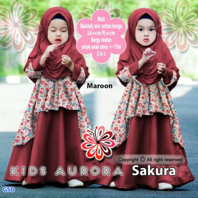 Gamis Baju Muslim Anak AURORA SAKURA