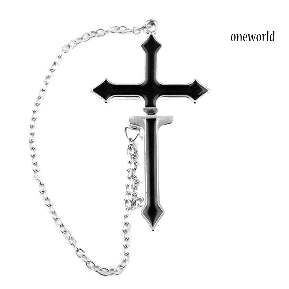 OW@ 1Pc Unisex Punk Cross Drop Long Chain Cartilage Stud Earring Piercing Jewelry