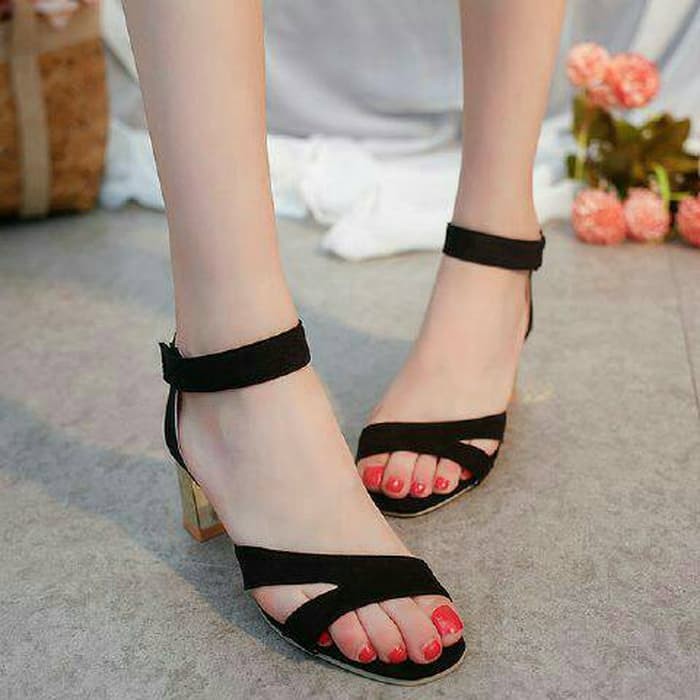 Sandal High Heels Wanita Hak Tahu SDH158 - Hitam, 37