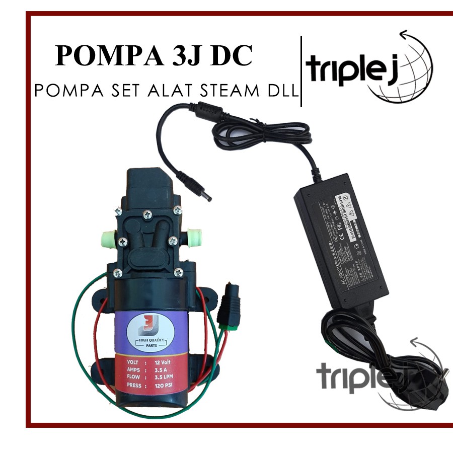 Paket Dinamo Pompa DC + ADAPTOR / Alat Steam Pompa DC Cuci Motor Mobil