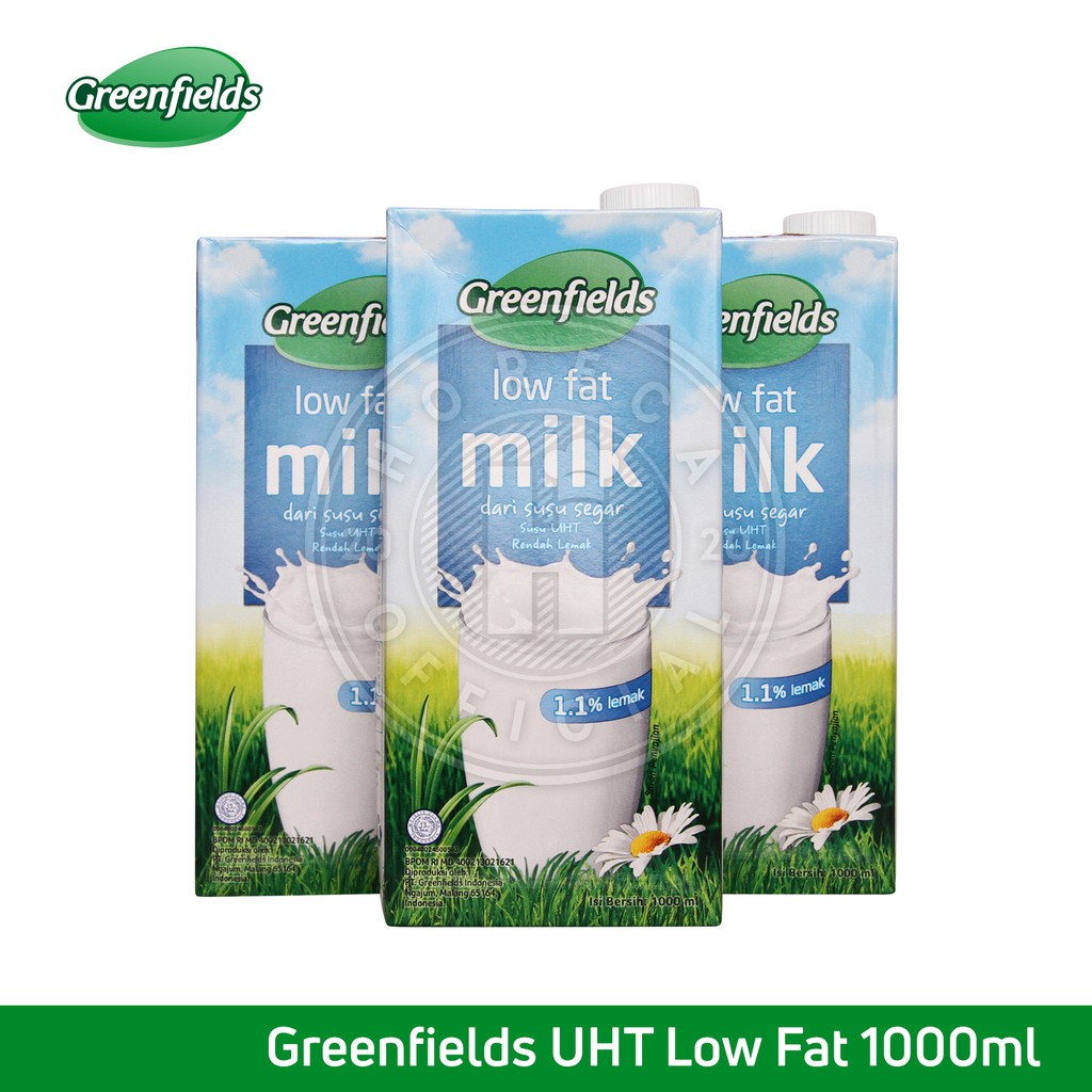 

GREENFIELDS UHT LOW FAT 1000ML / SUSU UHT RENDAH LEMAK KEMASAN 1L