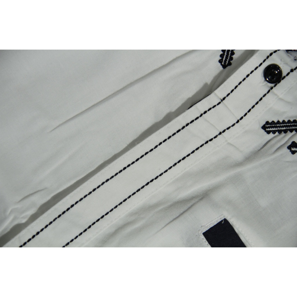 Baju Koko Pria Lengan Pendek Syahdika Putih Motif Bordir 13 | Pakaian Solat Pria | Baju Muslim