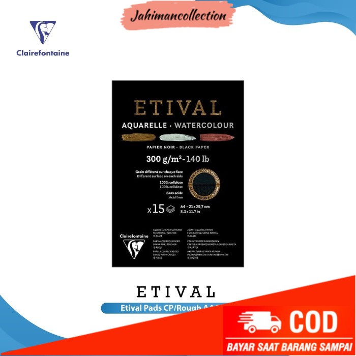 

✨ BISA COD ✨ Kertas Cat Air Clairefontaine Etival A4 Black Paper Watercolor Pad