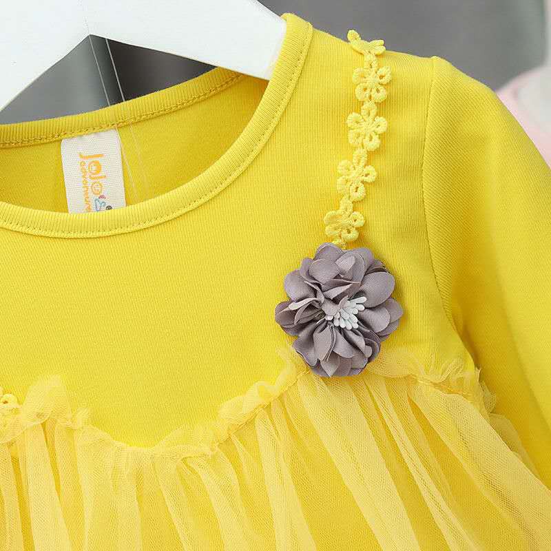 Dress anak perempuan gaun bayi cewek tutu lengan panjang+rok kasa polos import 7bln - 2thn-5