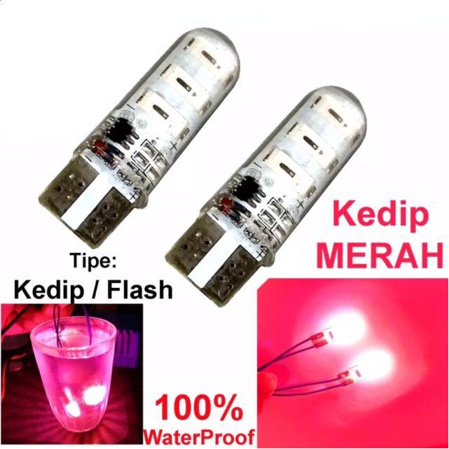 4 PCS Lampu Sen Jelly Kedip LED T10 6 Mata Paket Bohlam Lampu Sein Variasi Sepeda Motor SEN Jelly LED T10 SEIN Reting Motor Flash