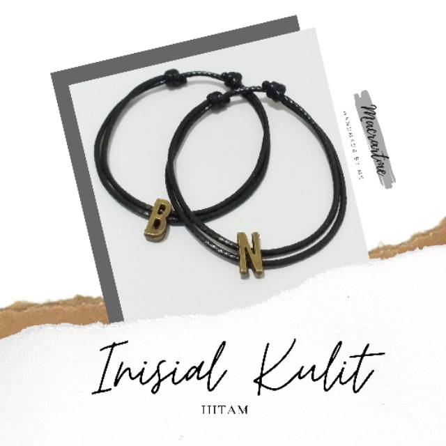 Gelang Inisial KULIT / Gelang Inisial / Gelang Nama / Gelang Couple