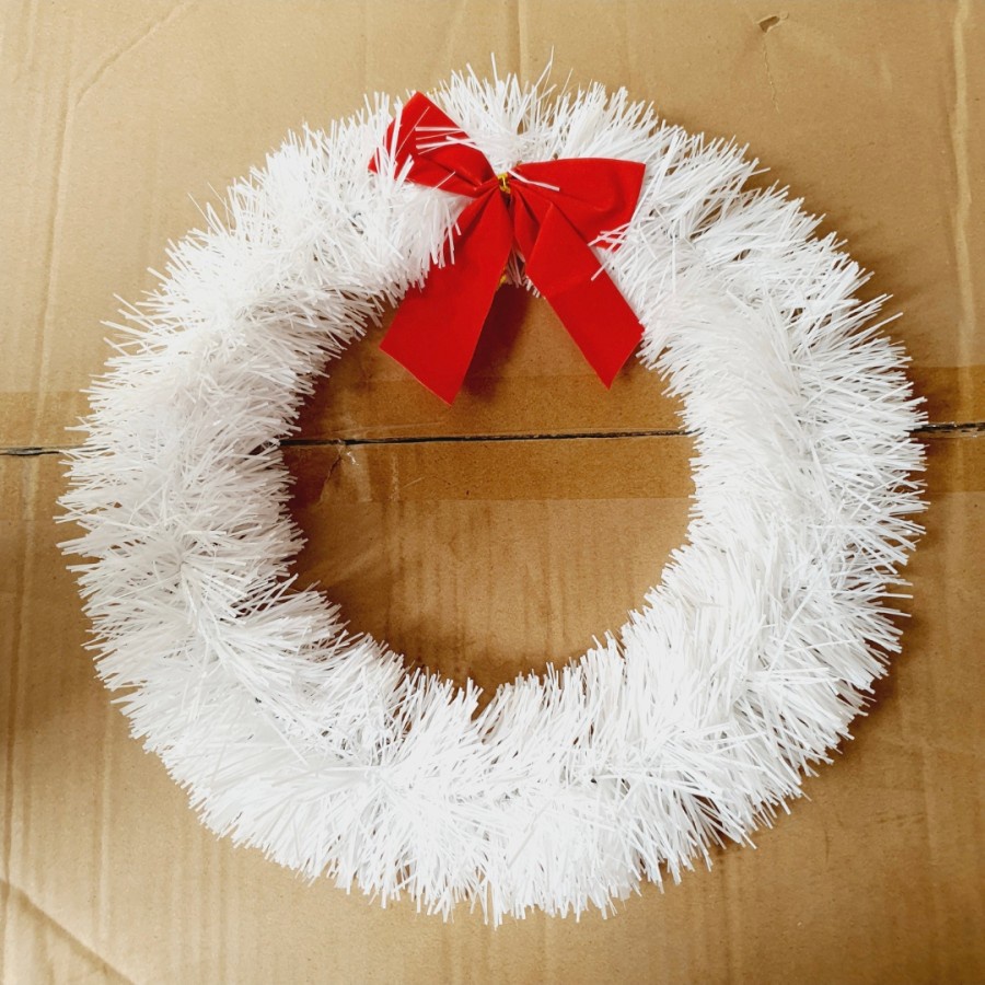 GROSIR Krans Natal 30CM Lingkaran Daun Pita Daun Hijau Slinger Natal Murah Lingkar Advent Natal Pintu