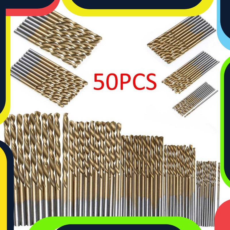 Bayar Ditempat Mata Bor Power Drill Bits Titanium Coated 50PCS