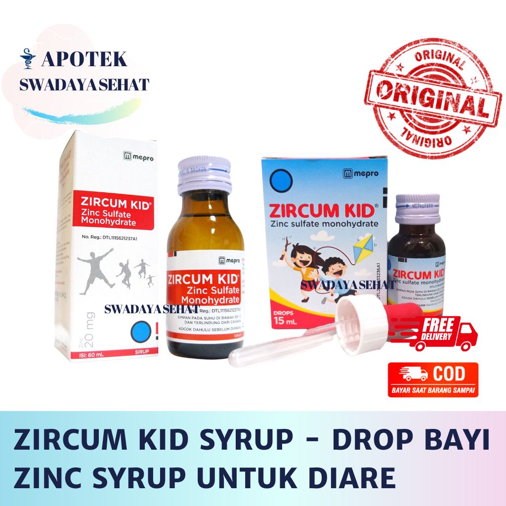 ZIRCUM KID SYRUP 60 ML - Drop Bayi 15 ML Obat Zinc 20 MG 10mg Zink Terapi Diare Suplemen Mencret BAB Cair Anak Zirkum Bayi Kids