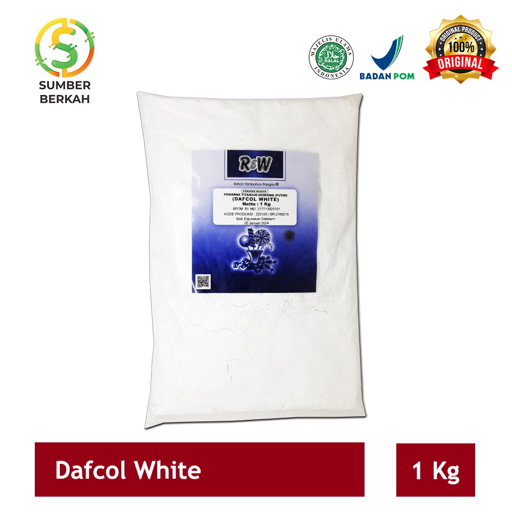 Dafcol White Pewarna Putih Pemutih Makanan Rajawali R&amp;W RW 1 kg