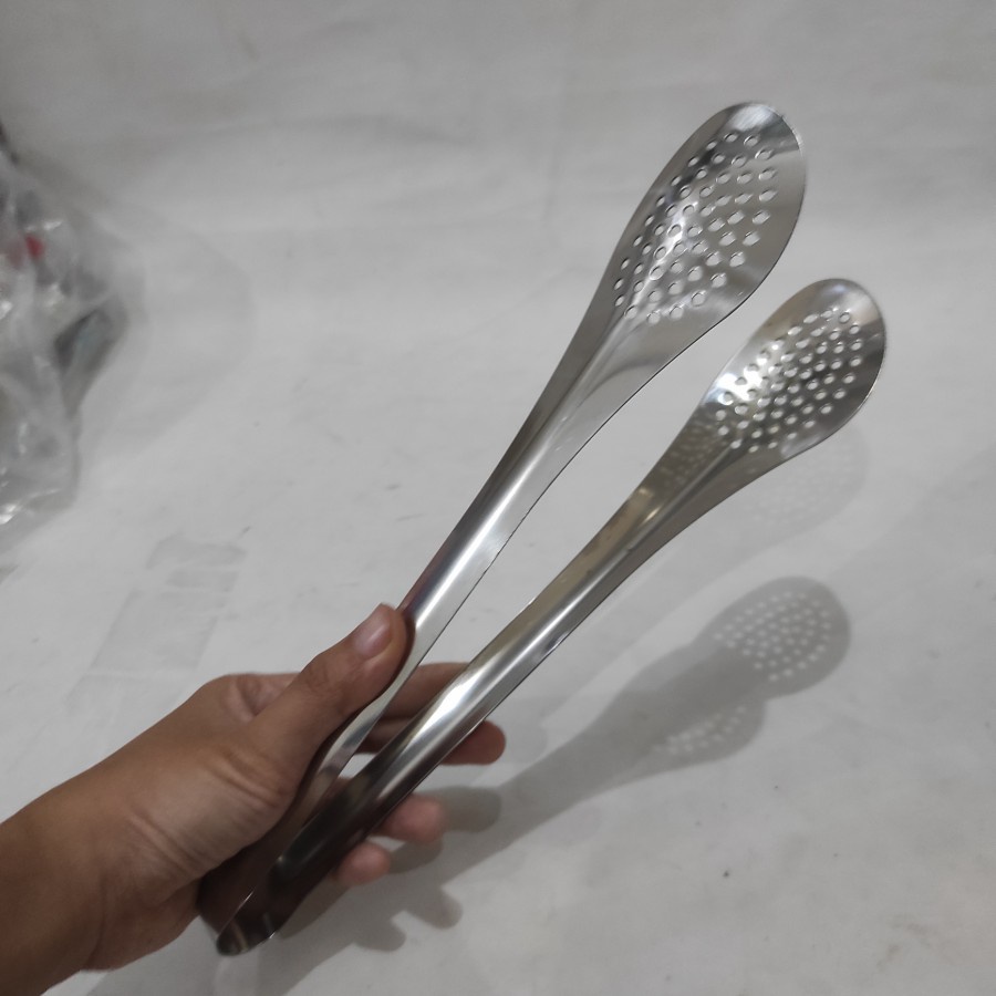 Tong tongs jepit Capit Capitan Gorengan Kue tebal lubang panjang sedang stainless steel