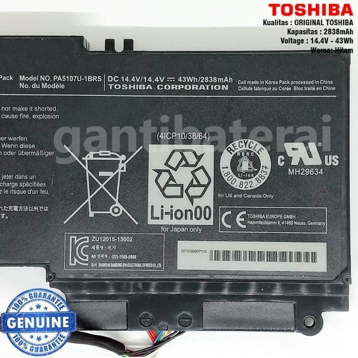 Baterai Toshiba L40-A L40D-A L45-A L40T-A L45D-A L45T-A PA5107 Ori