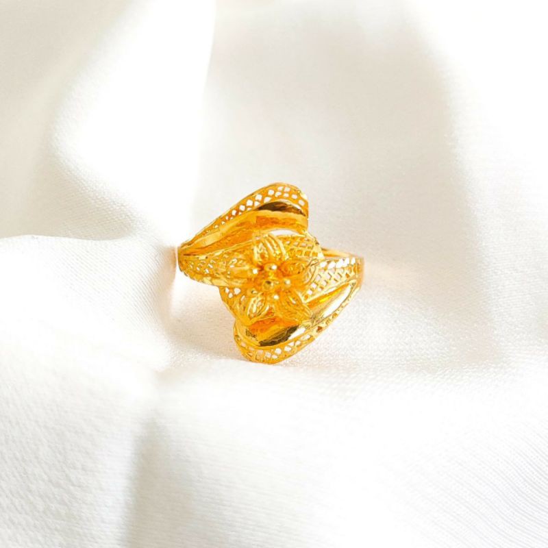 Cincin emas asli kadar 875 model bunga