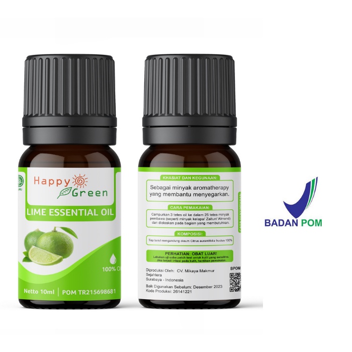 BPOM Happy Green Lime Essential Oil - Minyak Atsiri Jeruk Nipis Murni Garansi Uang Kembali