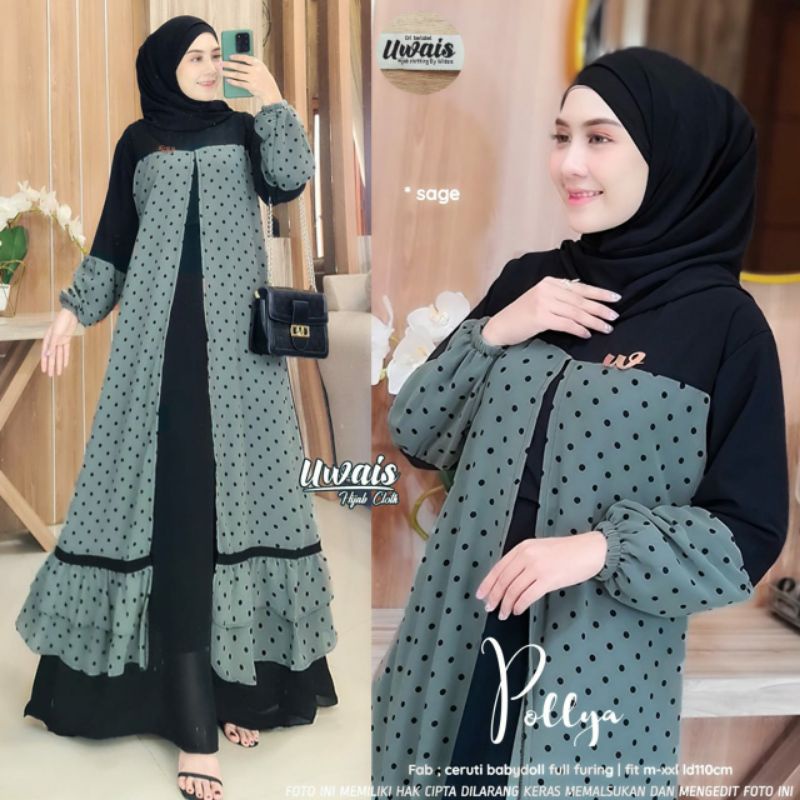 Pollya Dress by Uwais - Maxi Dress Gamis Ceruti Babydoll Sifon