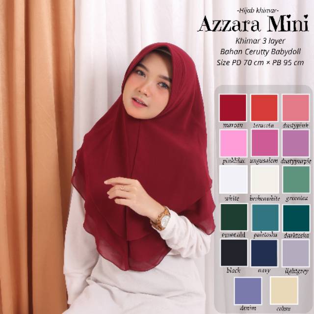 KHIMAR CERUTY BABYDOOL - HIJAB KHIMAR 3 LAYER - KHIMAR AZZARA MINI - BAHAN CERUTTY BABYDOLL PREMIUM