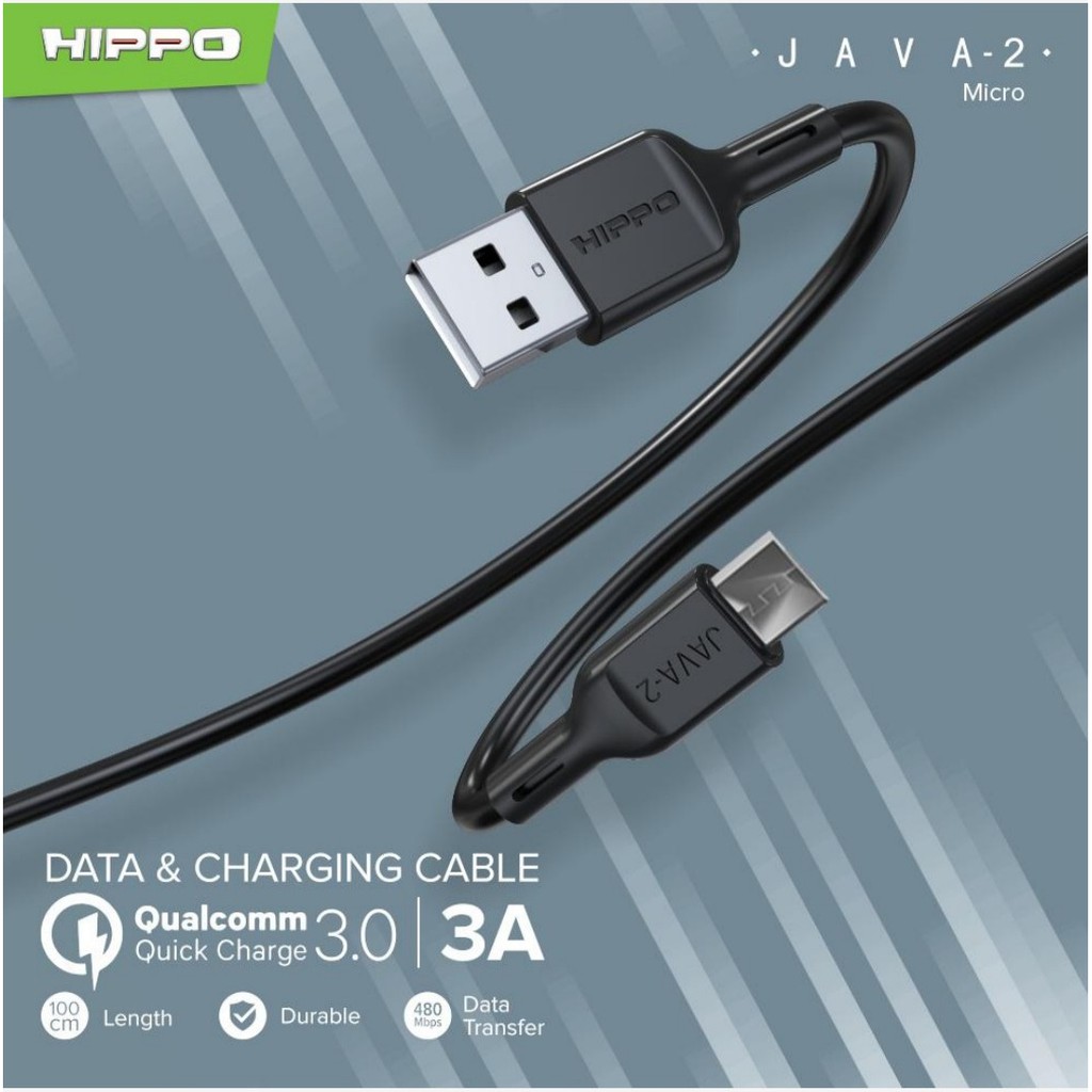 (1box isi 12 pcs) Hippo Java 2 Micro USB 100Cm Kabel Data &amp; Charging