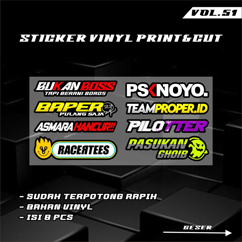 Sticker Racing Vinyl Pack Print &amp; Cut Stiker Motor