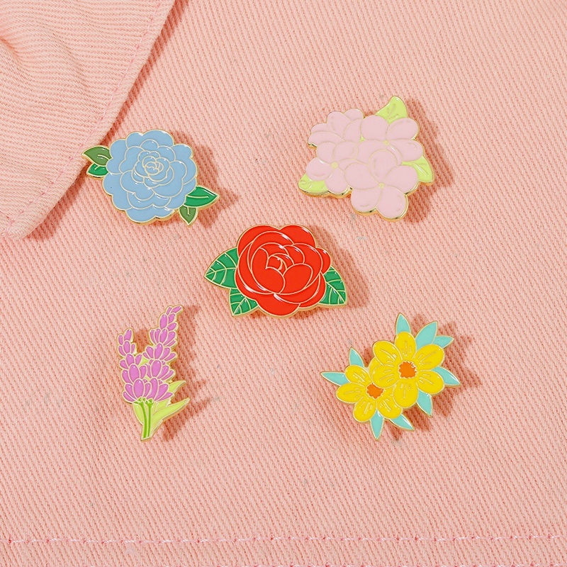 Bros Pin Enamel Bentuk Bunga Hydrangea Peach Blossom Untuk Hadiah