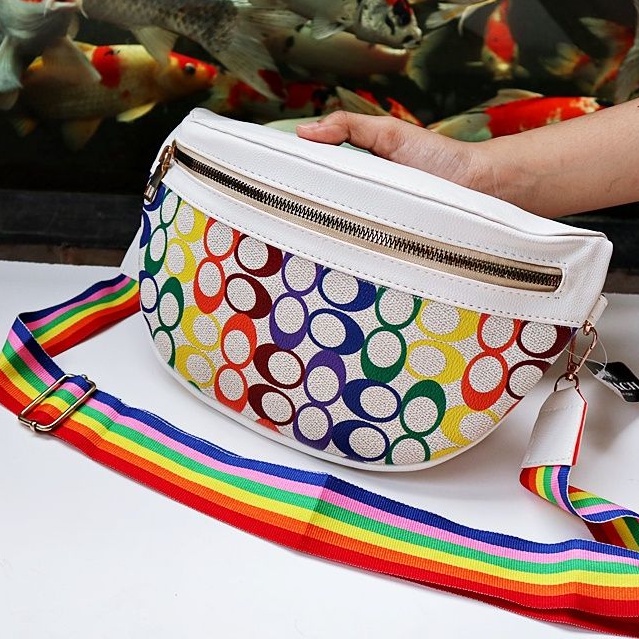 Kekinian Fashion Rainbow x6577 Waistbag Tas Wanita Selempang Murah Grosir free sarung / cover bag THR