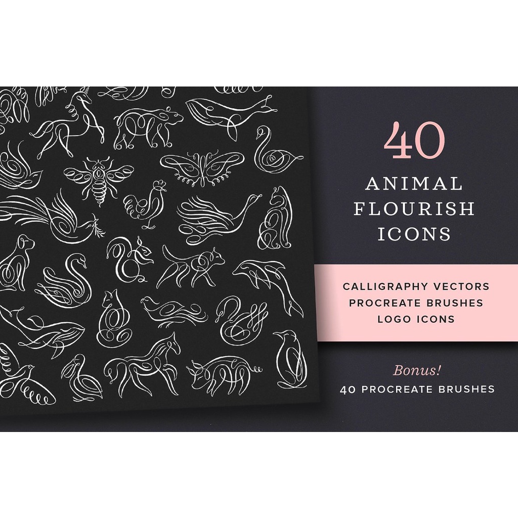 Procreate Brush - Animal Flourish Icons &amp; Brushes