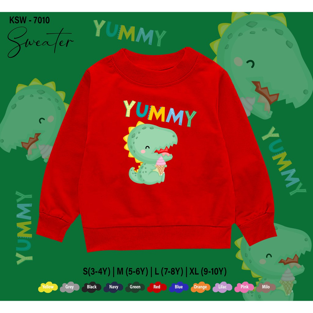 SWEATER ANAK -ANAK / BAJU  KIDS 1-10THN / BAHAN FLEECE PREMIUM ADEM / YUMMY DINO / UNISEX