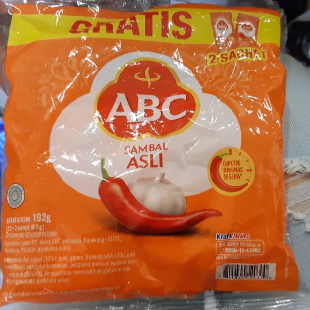 

Saus sambal ABC sambal asli renteng 42 sach