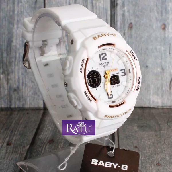 Jam Tangan Baby-G Shock BGA-230 Tali Full Putih dual time digital wanita