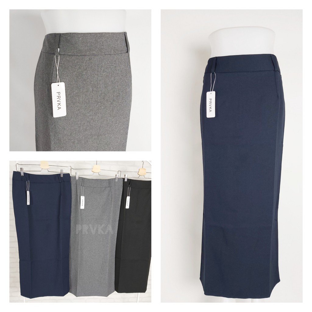 Rok Kerja Wanita / Kantoran . Model SPAN / BELAH REMPLE ( UKURAN S - 5L )