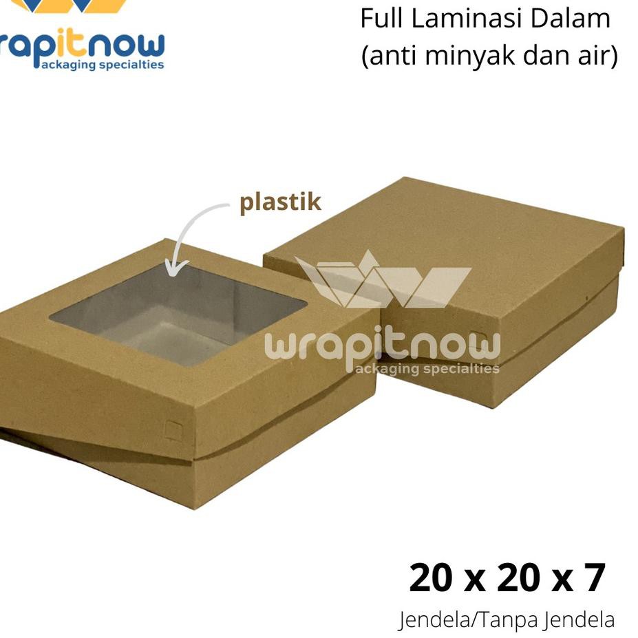 

Paling Disukai.. (isi 50 pcs) Dus Kraft Coklat 20x20x7 Laminasi// dus makan/ dus roti/ due kue/ dus