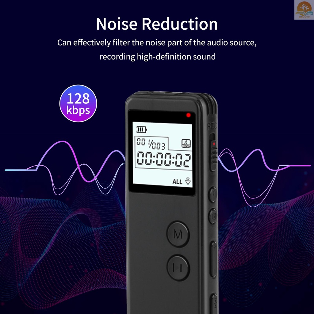 (MMOI) Alat Perekam Suara Digital HD MP3 Player 32GB 10h Dengan Fitur Noise Reduction