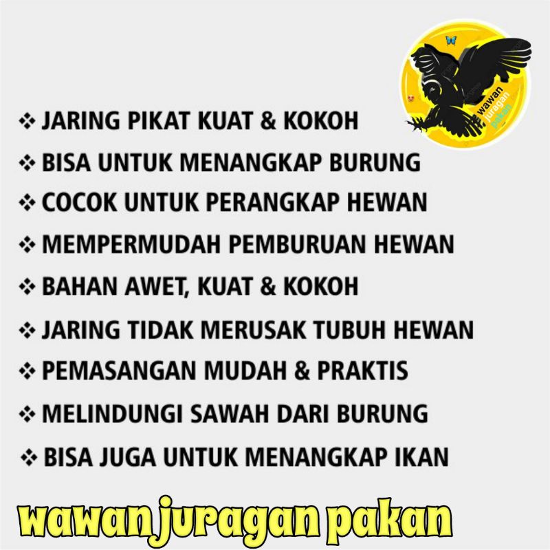 JALA BURUNG JARING BURUNG PEMIKAT BURUNG PAGAR JARING AYAM panjang 25 meter