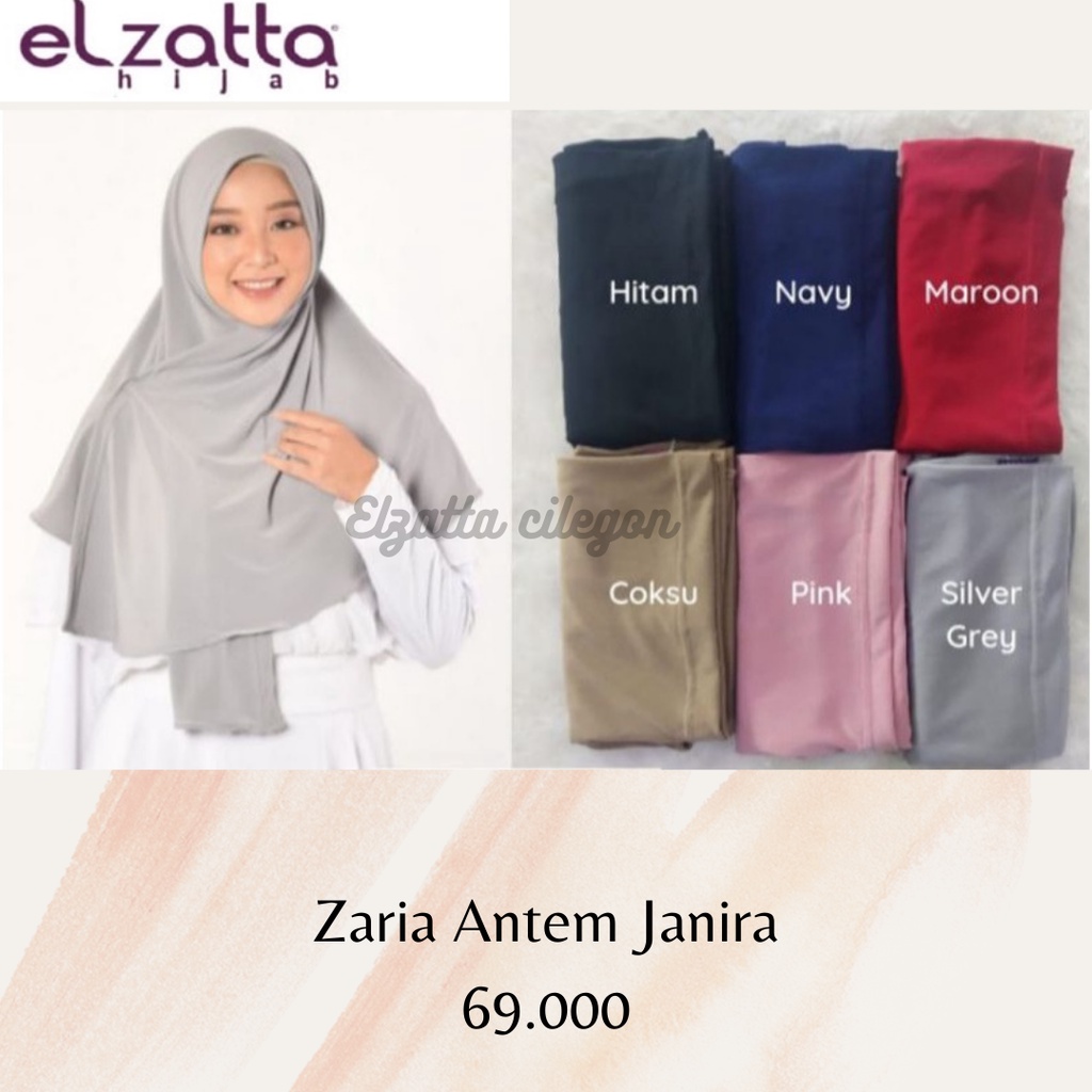 Elzatta bergo kerudung hijab instan pashmina instan spandek zaria antem janira