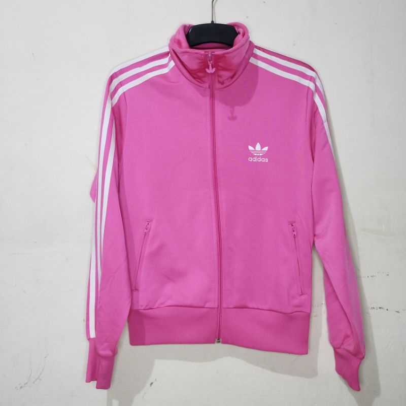 Pink adidas Jacket с салатовыми полосками