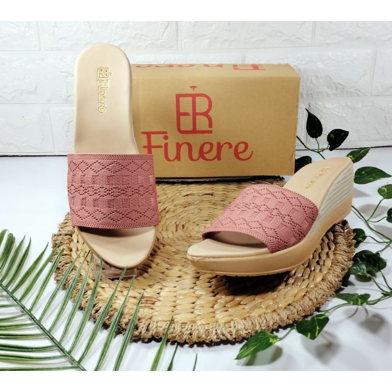 sandal wedges rajut import 7cm