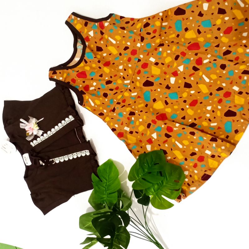 Dress / Rok Anak Amena Coklat Setelan Rompi