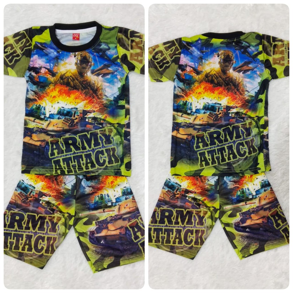 hokycia /- SETELAN ANAK LAKI LAKI 2-7 TAHUN ARMY ATTACK BAJU ANAK LAKI LAKI - COD setelan ARMY