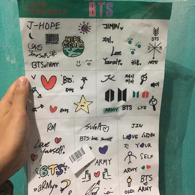 Stiker Dinding Dengan Bahan Mudah Dilepas Gambar Kartun Bts Untuk Dekorasi Kamar Anak