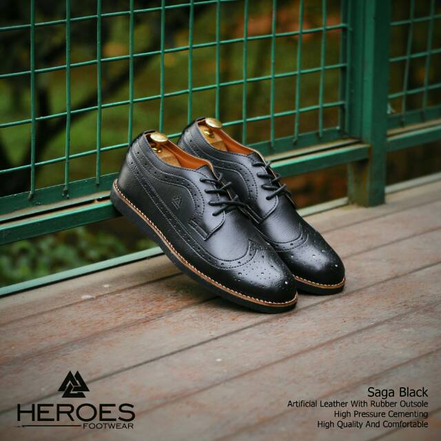 SAGA BLACK | FORIND x Heroes | Sepatu Pantofel Santai Kasual Kerja Kuliah