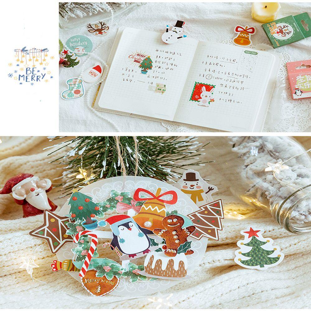 Populer 45pcs/Boxed Paper Sticker New Berkah Diary Label Merry Christmas Series