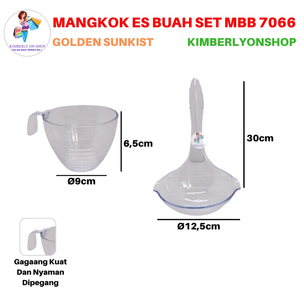 Mangkok Sop Buah Tempat Es Buah Set Gelas MBB 7066 Golden Sunkist