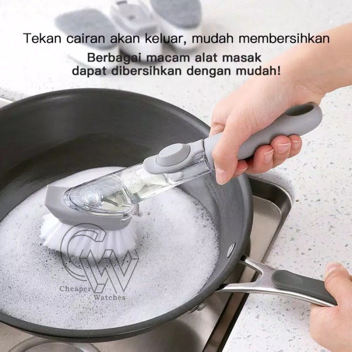 Cheaper-Sikat Cuci Piring Cleaning Brush Alat Dapur Dispenser Cuci Piring Sabun Panci FreeSponge Pembersih