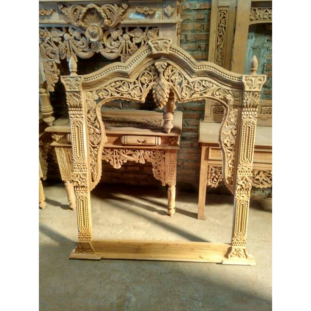 Meja Rias Ukiran Gebyok, Tolet Ukiran Jati Mebel Jepara