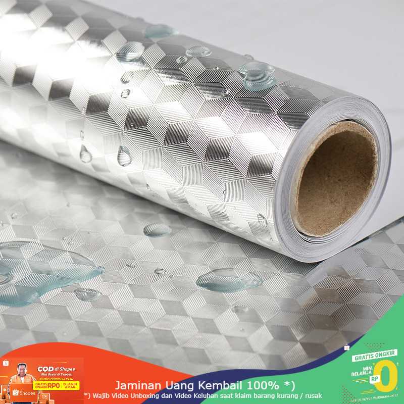 (BISA COD) RVOSTR AWOO Wallpaper Aluminium Foil Anti Minyak Waterproof 100x60cm - YK-292